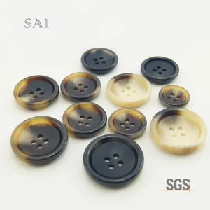 Basic Plastic Black 4-Hole shirts Coat Button