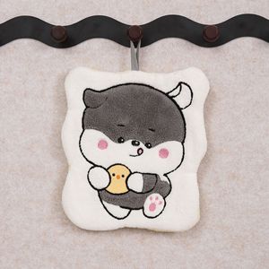 Serviette à main en polaire corail, motif chiot gris de dessin animé, extra-épaisse, très absorbante, créative, à suspendre, pour la cuisine - Product Image 3