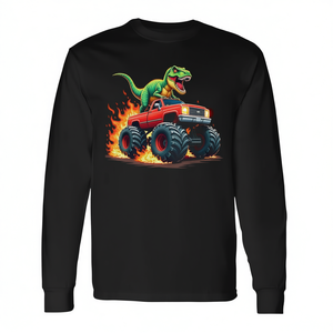 Camiseta de manga larga con diseño de dinosaurio Monster Truck para niños, regalo de cumpleaños para niños pequeños - Product Image 2