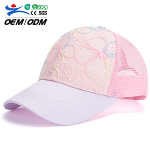 Nueva Gorra de Béisbol de Moda para Niñas, Certificada por BSCI, Personalizable, con Lentejuelas, Transpirable, de Malla de Algodón Rosa, Gorras Deportivas - Product Image 1