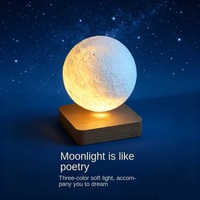 Lampe lunaire flottante créative en plastique avec éclairage tricolore, veilleuse lunaire imprimée en 3D, décoration d'ambiance pour chambre et bureau, cadeau