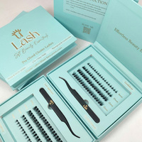 Kit de cils en grappe à pression, imperméables, à tenue forte, véganes, faits à la main, en cheveux synthétiques, pré-collés, extensions de cils