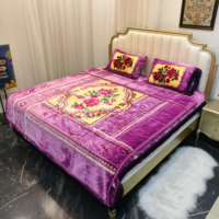 Vente en gros d'usine, ensemble de 4 couvertures en Raschel, 100% polyester, polaire épaisse, motif floral en relief, taille King, couverture d'hiver