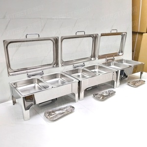 Set Chafing Dish Idraulico in Acciaio Inox Dorato da 9L con Riscaldamento a Combustibile per Hotel e <span class=keywords><strong>Ristoranti</strong></span> - Product Image 4