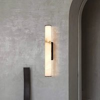 Applique Murale Italienne Simple en Cuivre et Albâtre, LED Haut de Gamme pour Salle de Bain, Chambre à Coucher, Chevet, Miroir Cosmétique, Hall d'Entrée, Escalier, Couloir