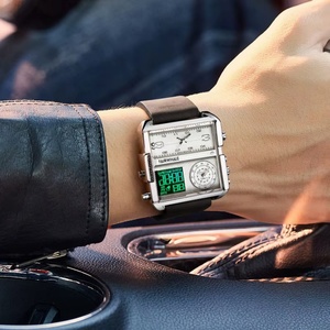 Reloj de Cuarzo de Moda para Hombre Mark Fairwhale 4270, Esfera Cuadrada, Correa de Cuero de 20 mm, Caja de Acero Inoxidable, Calendario, Luminoso, Casual - Product Image 4