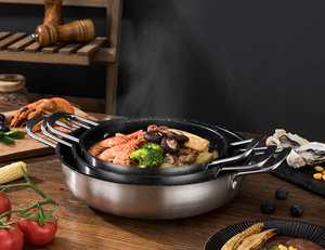 Stainless Steel Korean Style Dry Pot Non-stick Mini Troop Pot <strong>Paella</strong> <strong>Pan</strong> With Double Handles for Boiling Seafood Ramen Soup - Product Image 6