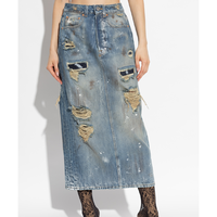 Robes en jean maxi baggy délavées, vintage, déchirées et réparées, robes pour femmes, mode, peintes à la main, OEM, jupes pour femmes