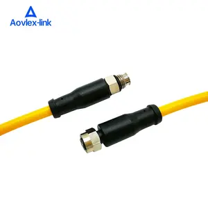 Kabel M8 4Pin Kabel Pria Ke Wanita, dengan Rakitan Kabel Sekrup Stainless Steel Kawat PUR Tahan Minyak