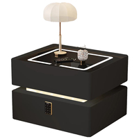 Meja Nakas Modern dengan Bagian Atas Kaca dan Pencahayaan Lembut, Meja Samping Tempat Tidur 2 Laci untuk Furnitur Kamar Tidur, Dekorasi Rumah, Lemari Penyimpanan