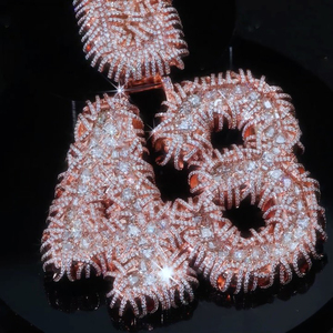 <span class=keywords><strong>Collana</strong></span> con Ciondolo Numero 43 <span class=keywords><strong>Personalizzata</strong></span> in Argento Sterling 925 Placcato <span class=keywords><strong>Oro</strong></span> Rosa con Diamanti Moissanite VVS per Uomo - Product Image 2