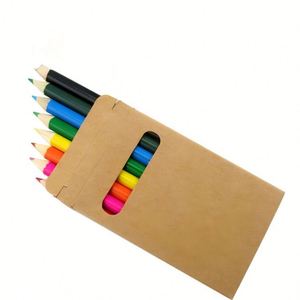Lot de 8 crayons de couleur mini demi-taille personnalisés en gros avec boîte en papier kraft recyclé pour le dessin des artistes et des enfants - Product Image 3