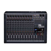 RA-12 Mixeur audio numérique USB professionnel 24 bits 12 canaux avec lecteur MP3, enregistrement, contrôleur DJ, égaliseur et gain pour studio et scène