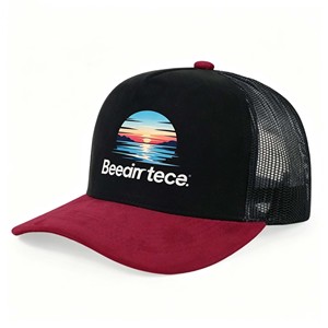 หมวกแก๊ปตาข่ายสีดำแบบปรับได้ สไตล์ Trucker  ปักโลโก้ตามสั่ง สำหรับผู้ชาย - Product Image 1