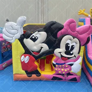 Kastil Goyang PVC Kelas Komersial Mainan Sewa Pesta Anak-anak Minnie Mouse Mickey Mouse Rumah Pantul Tiup