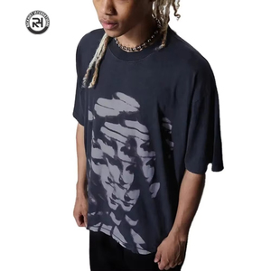 Venta al por mayor de camisetas de algodón de gran tamaño de punto personalizado con logotipo de impresión y bordado ropa de calle unisex de alta calidad del fabricante - Product Image 2