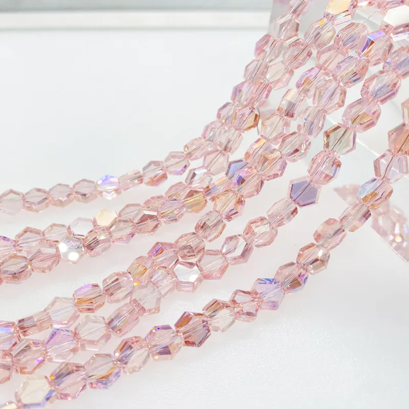 4mm 6mm 8mm Hexagon Crystal Beads DIY Necklace Bracelet Accessories Hexagon Faceted Glass Beads for Jewelry Making