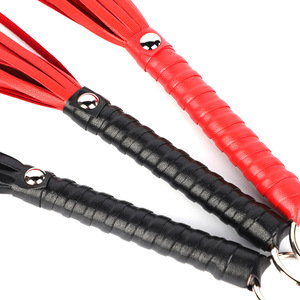 Fouet en cuir noir et rouge, petite taille, pour entraînement SM, préliminaires, outil de stimulation, équipement de bondage pour adultes - Product Image 2