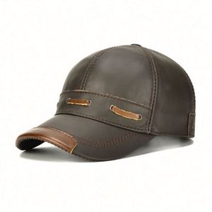 Hot Selling New Arrival Cowhide Fall Winter Sports Caps Baseball Cap <b>Hat</b> Men Outdoor Street Men Genuine Leather <b>Hat</b> - Product Image 4