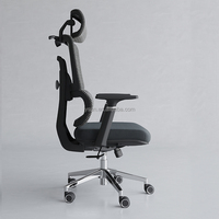 Chaise de bureau ergonomique de direction LYSUN confortable avec appui-tête 3D réglable, dossier en maille et pieds chromés