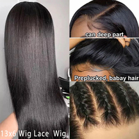 Perruques en cheveux humains lisses et raides sans colle 13x4, perruques en dentelle frontale en cheveux vierges, perruques en dentelle frontale en cheveux humains pour femmes noires, perruques en dentelle frontale HD
