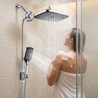 Ensemble de douche magnétique YEETE avec pommeau de pluie et douchette à main 2-en-1 - Haute pression, chrome poli, pour salle de bain moderne
