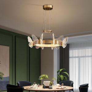 リビングダイニングルームの装飾のための豪華な創造的なLED3色の掛かるライト銅の蝶のシャンデリア - Product Image 4