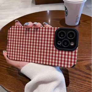 <span class=keywords><strong>Funda</strong></span> de Teléfono con Diseño de Cuadros Rojos y Blancos para <span class=keywords><strong>iPhone</strong></span> <span class=keywords><strong>11</strong></span> 12 13 14 15 16 Pro Max 17Air, Retro, de Cuero, Protección Total, Antigolpes - Product Image 3