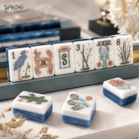 Tuiles de Mahjong en Acrylique Solide Thème Tropical Bord de Mer, Motifs Alligator, Coquillage et Bambou, pour Loisirs et Réunions à Domicile