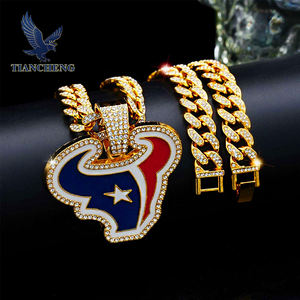 Collar con Colgante del Equipo de Fútbol Americano de los Houston Texans, Nuevo Estilo con Cadena Cubana Brillante, Chapado en Oro, Joyería de Aleación - Product Image 6