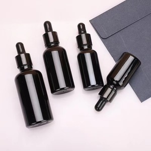 Empty 10ml Essential Oil Hair Serum Container Cosmetic <b>Glass</b> Shiny Black Essential Oil <b>Bottles</b> With Dropper or Cap - Product Image 6