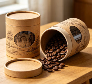 Eco-Friendly Custom Size PET <b>Film</b> Coated Kraft Paper Coffee Tube Visual <b>Window</b> Recyclable Cylindrical Canister Coffee Beans - Product Image 3