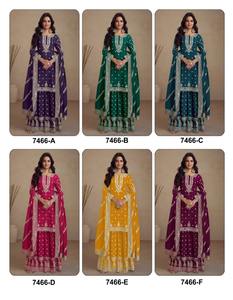 Salwar Kameez semi-couture en soie Vichitra de qualité supérieure pour femme, style pakistanais, avec broderies sequins et motifs variés, toutes saisons, pour mariage et fête - Product Image 4