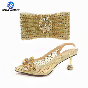 Sinya <span class=keywords><strong>tacco</strong></span> alto scarpe italiane <span class=keywords><strong>con</strong></span> borsa nigeriano <span class=keywords><strong>con</strong></span> pietre scarpe di corrispondenza borsa per le donne occasione - Product Image 4