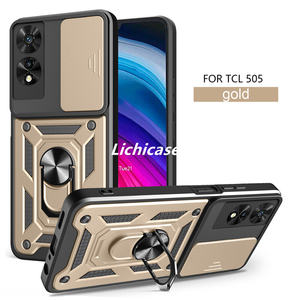 Lichicase Acier Pris En Charge Push Fenêtre Lentille Protection TPU Hybride PC Bumper Case pour TCL 505 Téléphone Sac - Product Image 4