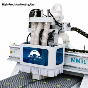 High-Efficiency CNC Router MM4H-D2 / Twin Table Boring &amp; Routing Machine with PLC Core Components 6kW Spindle Motor