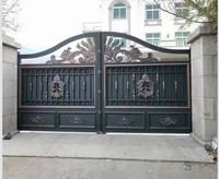 Puerta de Entrada Doble de Aluminio y Acero Inoxidable con Recubrimiento en Polvo, Anti-Escalada, para Exteriores, Casa o Garaje, Marca Royal Gate