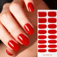 16 autocollants pour ongles UV semi-durcis pré-dessinés, longue durée, couleur unie, enveloppes pour ongles, séchage rapide, lampe LED, gel pour ongles