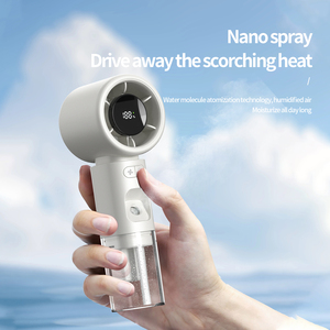 พัดลมพกพาแบบมือถือพร้อมจอแสดงผลดิจิตอล ระบบเพิ่มความชื้นแบบเงียบ และระบบป้องกันการชาร์จเกิน พัดลมระบายความร้อนแบบชาร์จไฟได้ - Product Image 2