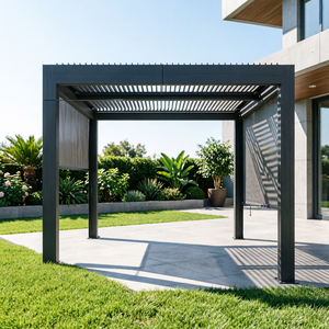 OEM Aluminum Louvered Roof Bioclimatic Motorized Gazebo Custom Color Ral Powder Coated Waterproof <b>Outdoor</b> Balcony Terrace - Product Image 1