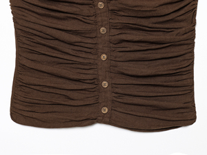 Tops en lin et coton <span class=keywords><strong>sans</strong></span> bretelles pour femmes, couleur marron, dos plissé, design décontracté et élégant, été - Product Image 5