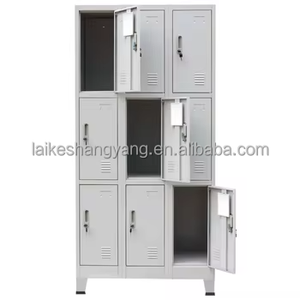 Vente en gros <span class=keywords><strong>de</strong></span> casier à abattre 9 portes en acier vestiaire vêtements armoire <span class=keywords><strong>de</strong></span> rangement casier en métal avec pied <span class=keywords><strong>de</strong></span> station pour les employés <span class=keywords><strong>de</strong></span> la salle <span class=keywords><strong>de</strong></span> sport - Product Image 5