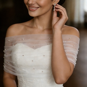 YouLaPan VG73 R da donna in morbida maglia con decorazione a spalla di perle accessori per feste abito da sposa con <span class=keywords><strong>Top</strong></span> <span class=keywords><strong>Bolero</strong></span> a tracolla - Product Image 6