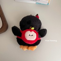 Porte-clés en peluche pingouin mignon, breloque de sac à dos, poupée de dessin animé, accessoire sonore pour enfants de 5 à 7 ans, modèle pingouin pour sac à dos