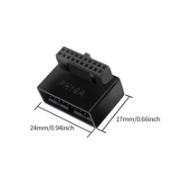 TISHRIC USB 3.0 19-Pin 20-Pin Buchsenadapter, abgewinkelt um 90 Grad, für Desktop-Computer-Motherboard, interner Header, USB3.0 19/20P-Stecker