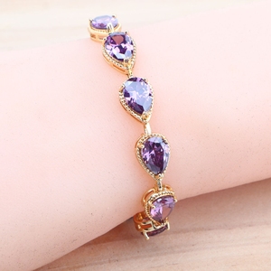 สร้อยข้อมือเงินแท้ 925 ประดับเพชรซิคอนสีรุ้ง พร้อมจี้ห้อยสำหรับผู้หญิง สีทอง ประดับด้วยหิน เหมาะสำหรับงานแต่งงาน เครื่องประดับเจ้าสาว - Product Image 5