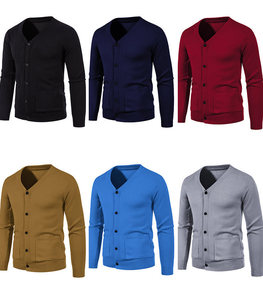 Venta al por mayor 2021 Otoño e Invierno nuevos hombres Casual Slim cuello en V cárdigan suéter de un solo botón suéter abrigo suéter de los hombres - Product Image 6