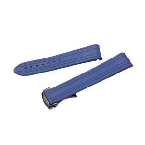 Bracelet en caoutchouc de luxe <span class=keywords><strong>bleu</strong></span> noir 20mm pour montre sea master fermoir déployant en or rose noir bracelet de montre en silicone incurvé - Product Image 6