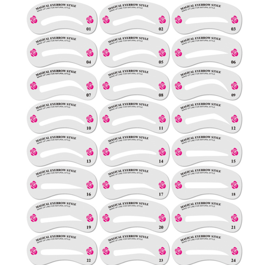 Шаблон для обрезки бровей новичков, 24 стиля, трафарет для бровей, сделай сам, мягкая карточка для бровей, многоразовые вспомогательные инструменты для бровей