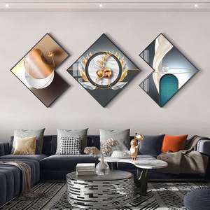 Pintura de decoración del hogar abstracta de lujo personalizada, Tríptico de forma especial, marco de arte de pared, decoración de pared, pintura de porcelana de cristal grande - Product Image 2